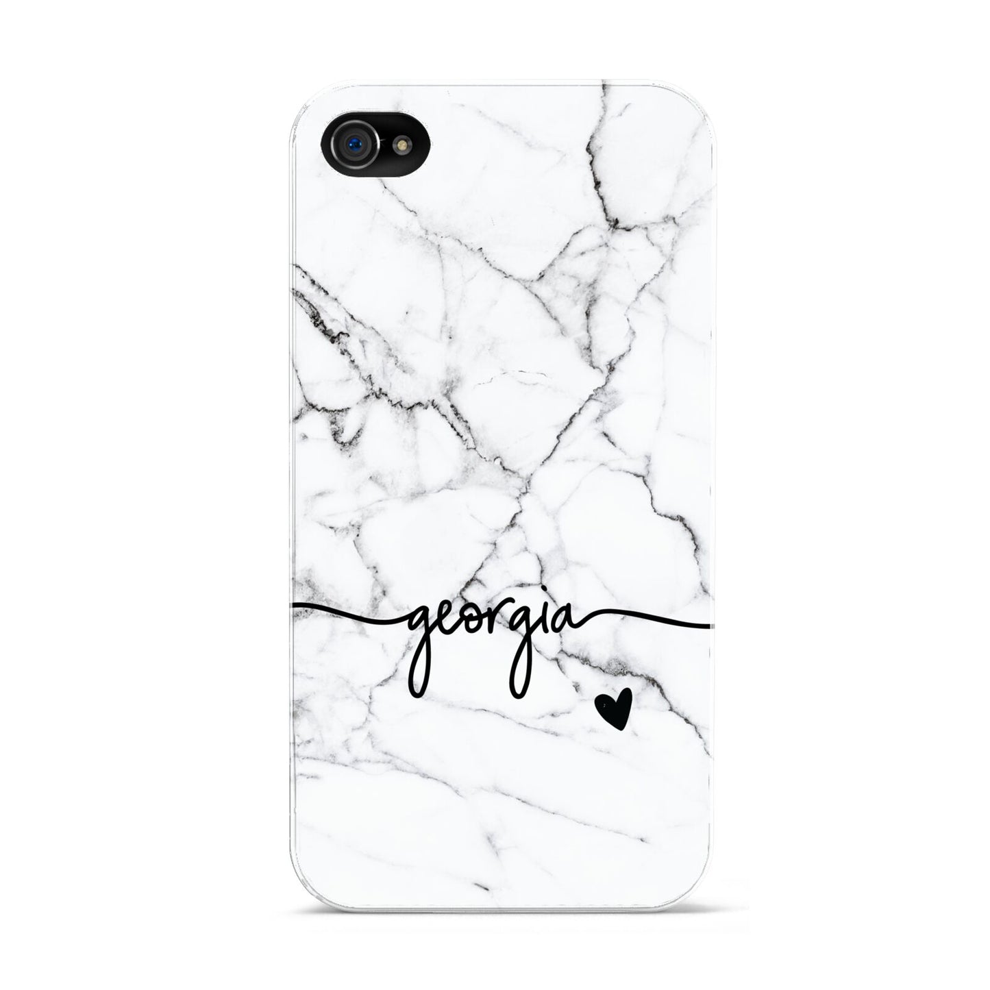 Personalised Black and White Marble with Handwriting Text Apple iPhone 4s Case