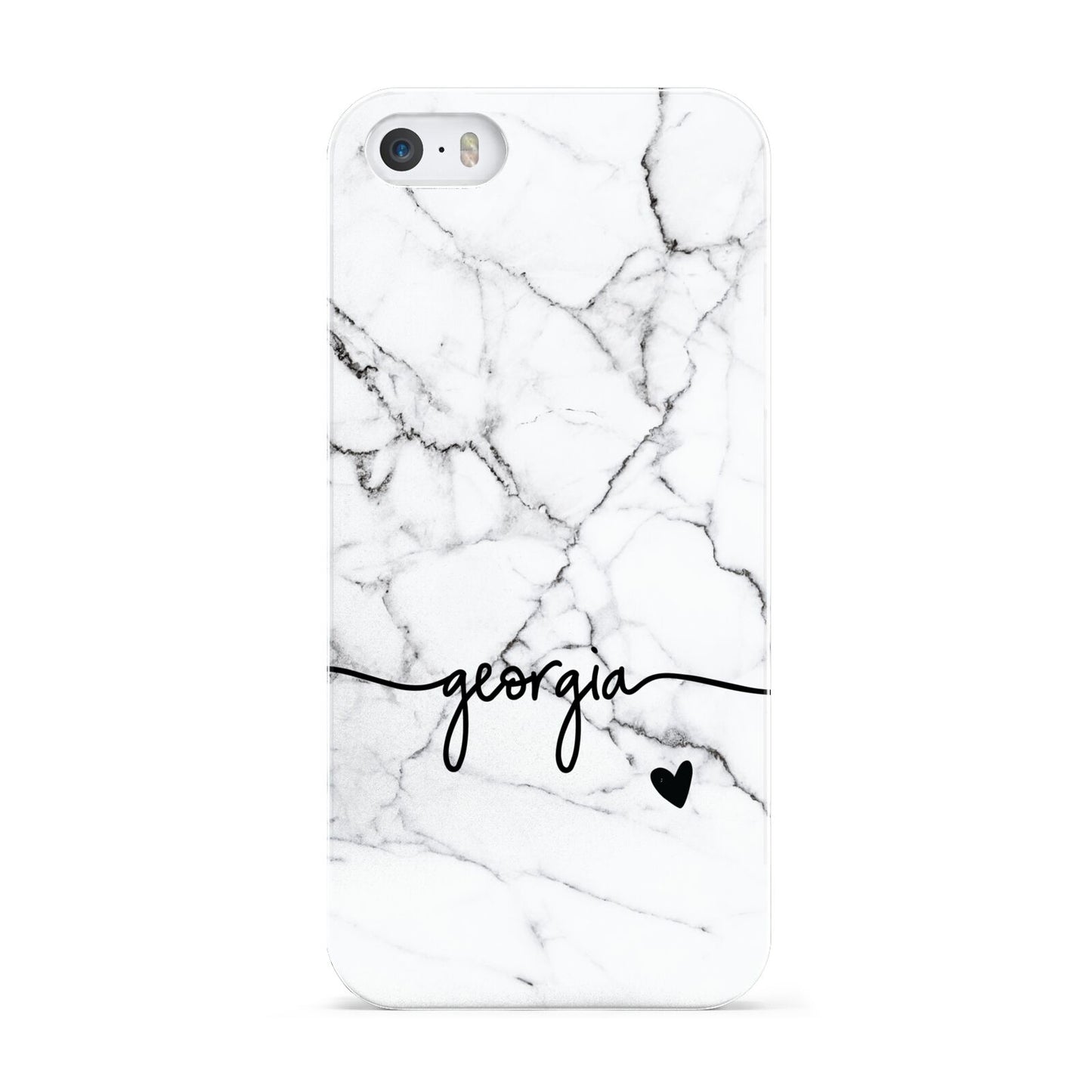 Personalised Black and White Marble with Handwriting Text Apple iPhone 5 Case