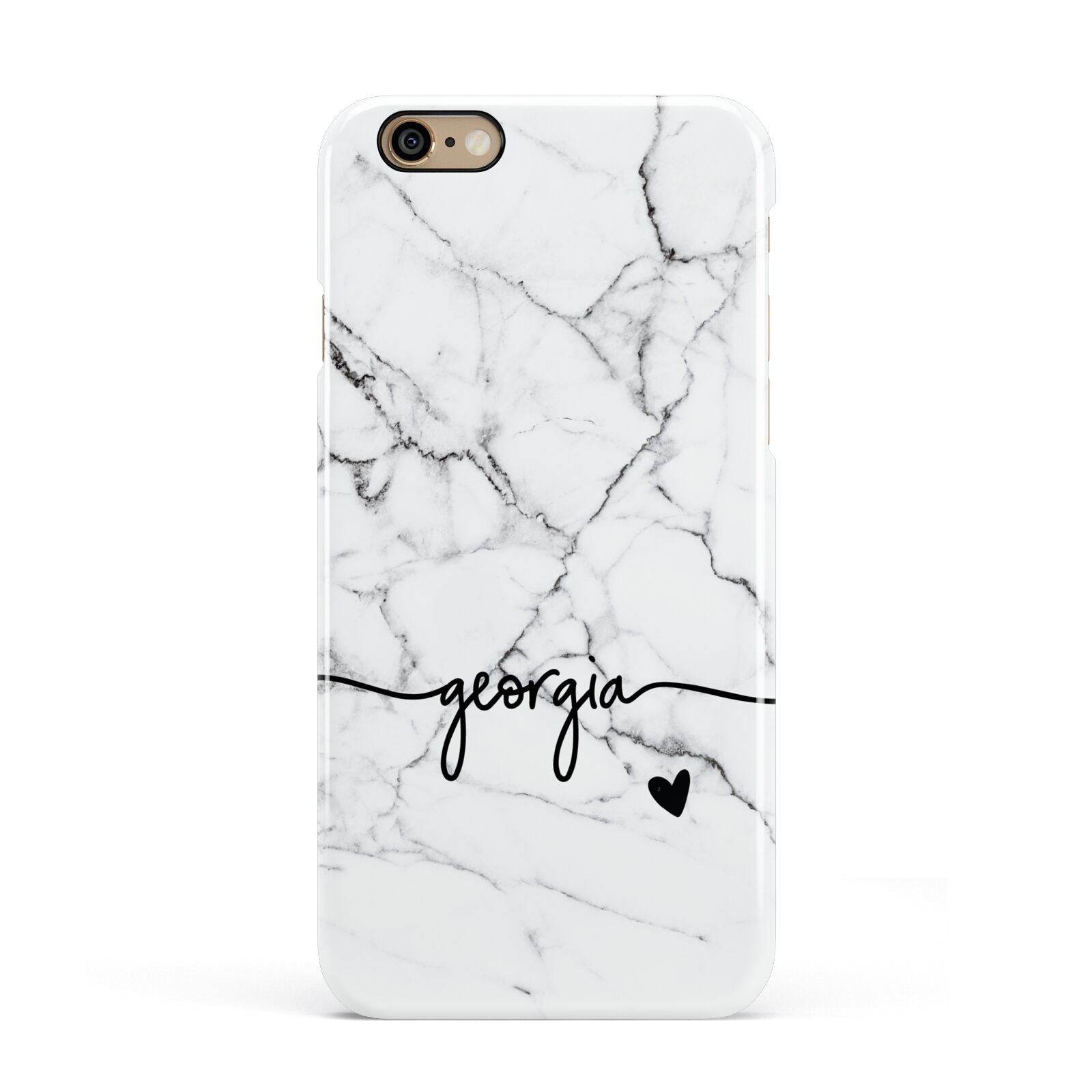 Personalised Black and White Marble with Handwriting Text Apple iPhone 6 3D Snap Case