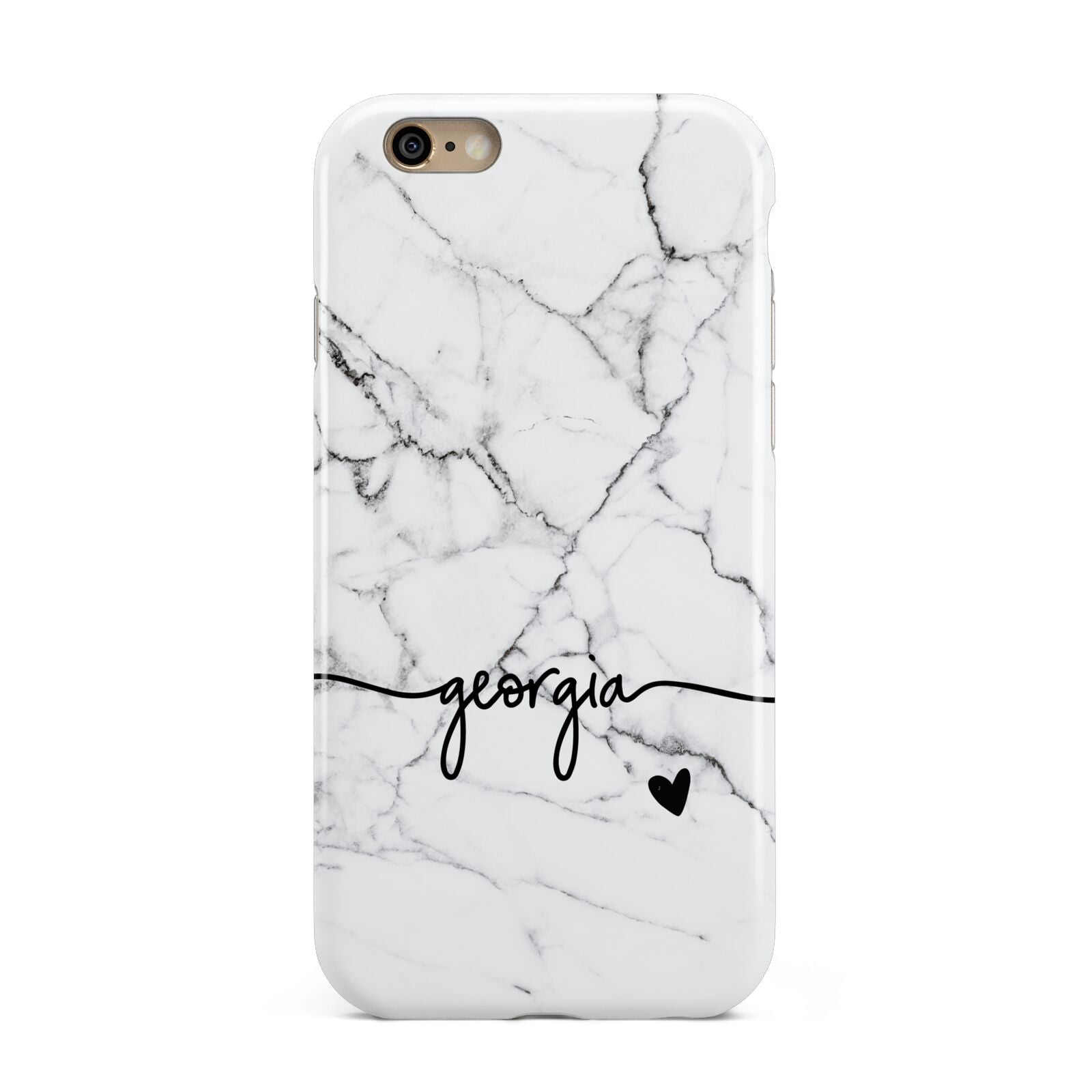 Personalised Black and White Marble with Handwriting Text Apple iPhone 6 3D Tough Case