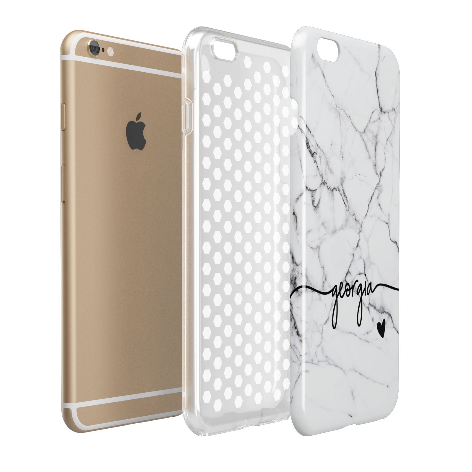 Personalised Black and White Marble with Handwriting Text Apple iPhone 6 Plus 3D Tough Case Expand Detail Image