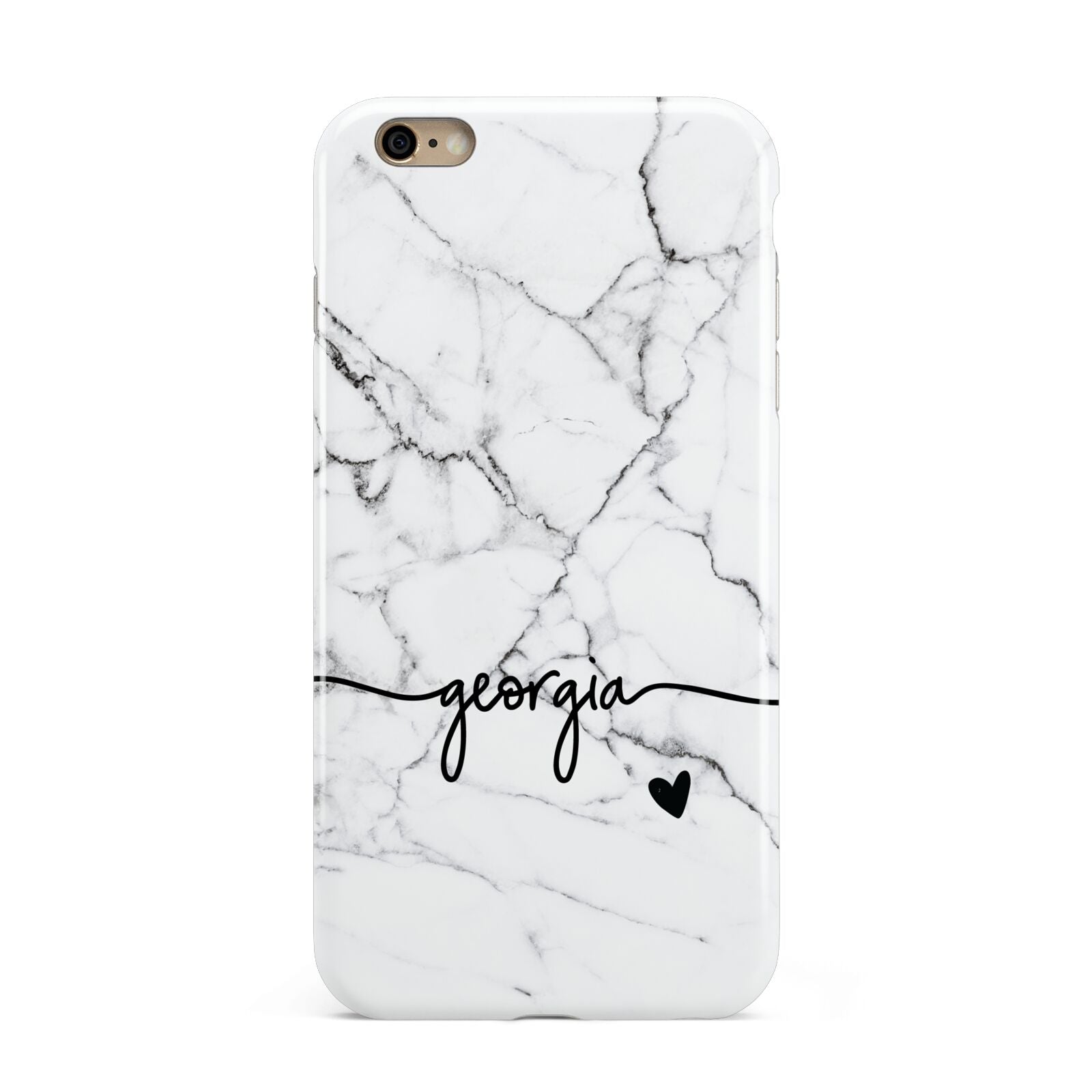 Personalised Black and White Marble with Handwriting Text Apple iPhone 6 Plus 3D Tough Case
