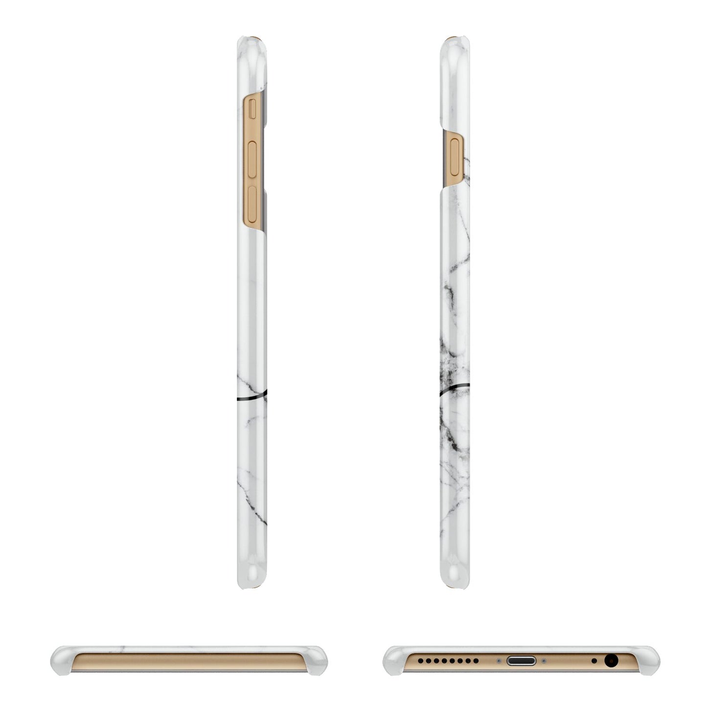 Personalised Black and White Marble with Handwriting Text Apple iPhone 6 Plus 3D Wrap Snap Case Angled Images