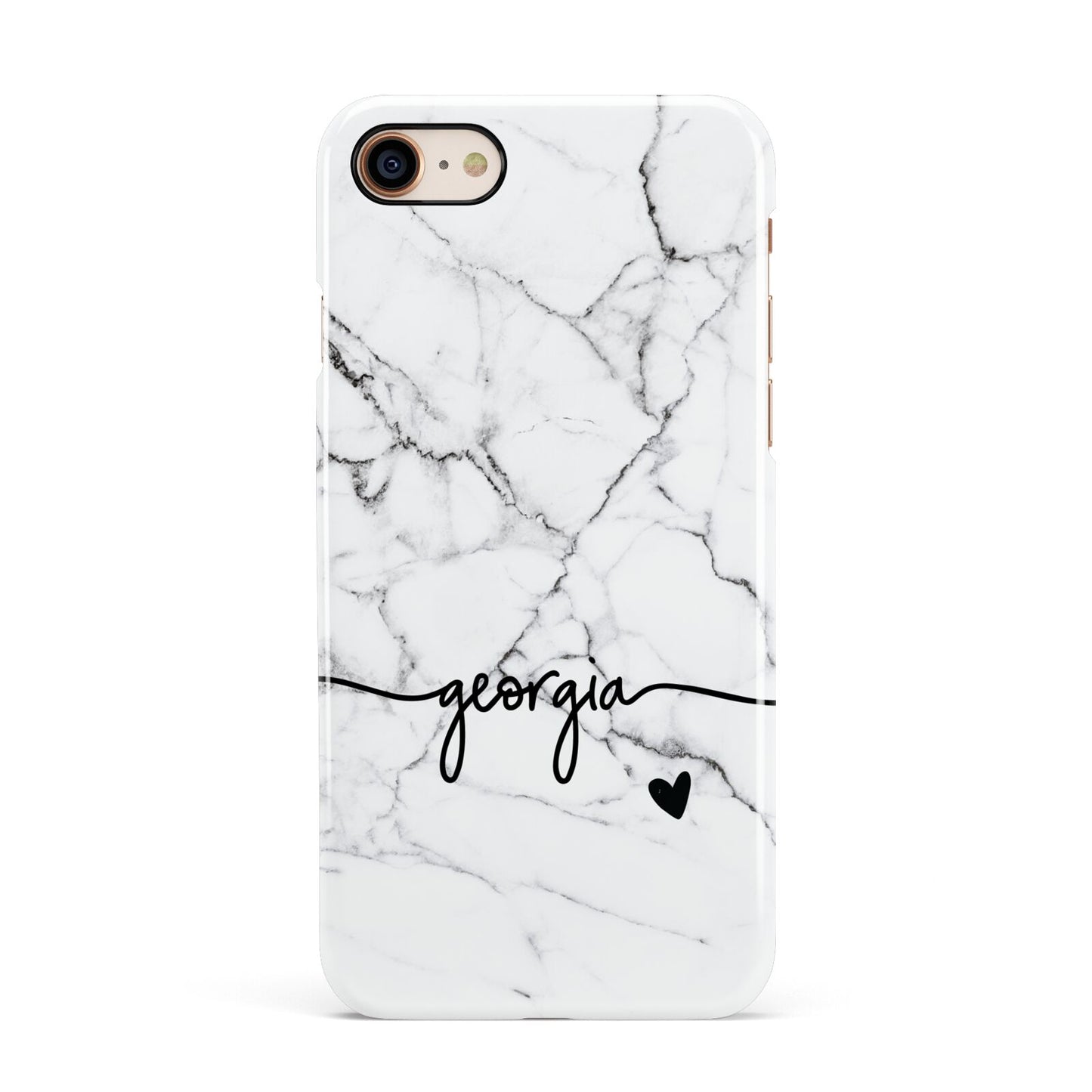 Personalised Black and White Marble with Handwriting Text Apple iPhone 7 8 3D Snap Case