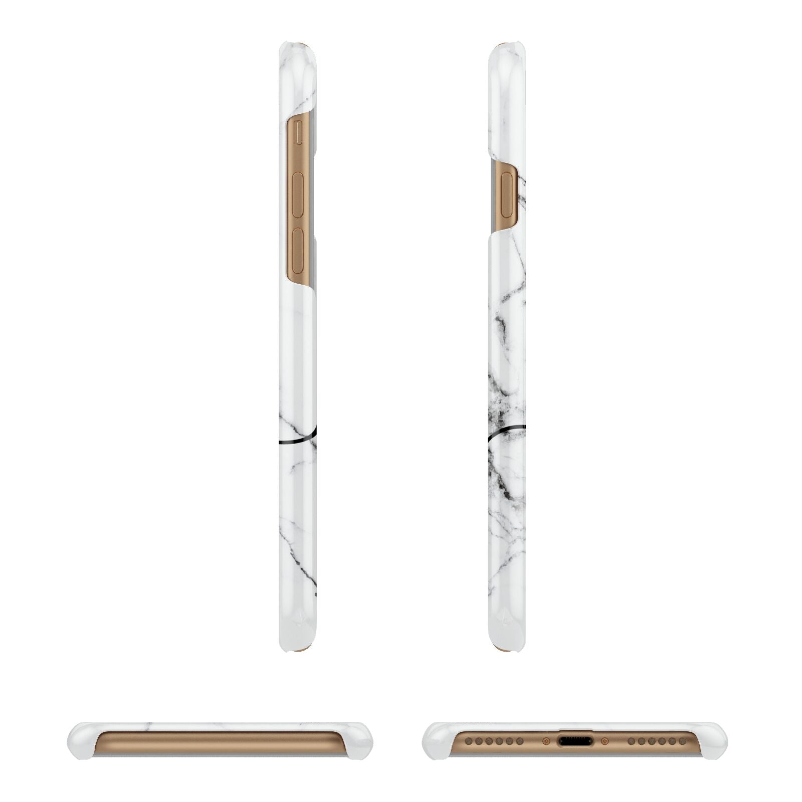 Personalised Black and White Marble with Handwriting Text Apple iPhone 7 8 3D Wrap Snap Case Angled Images