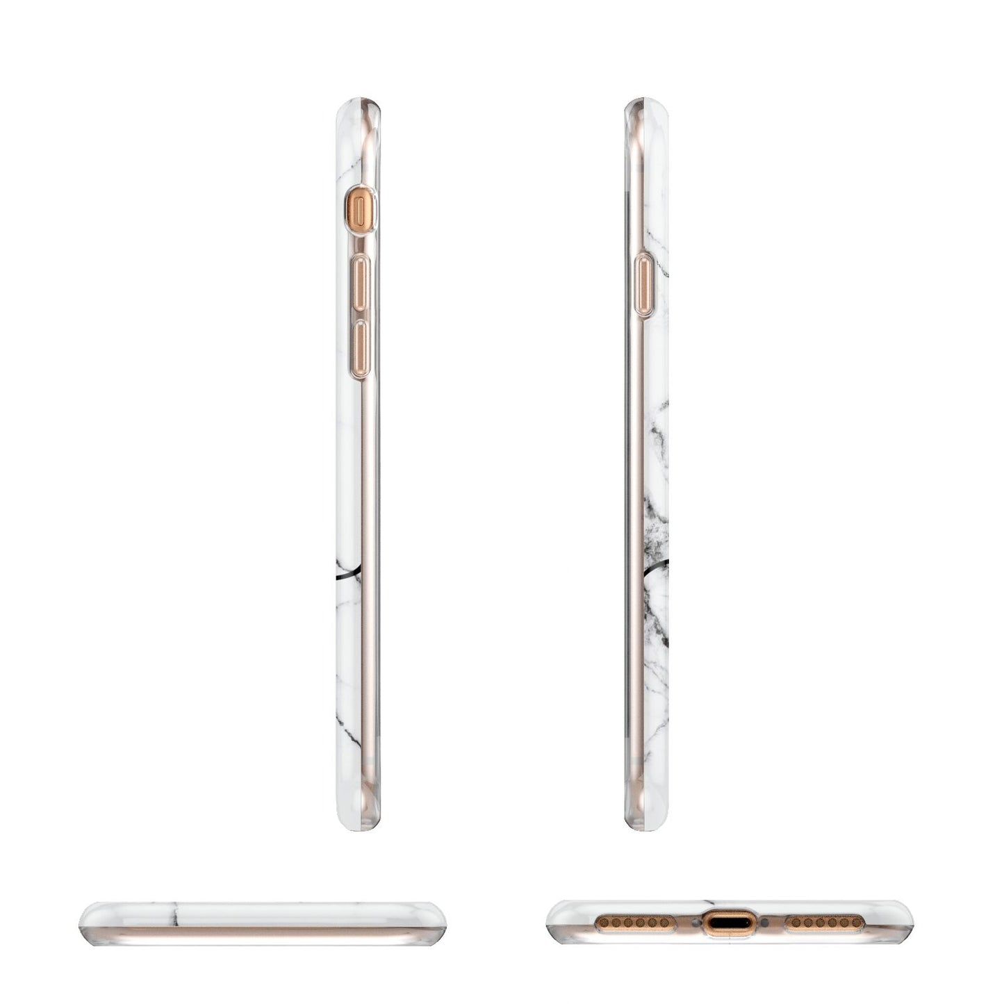 Personalised Black and White Marble with Handwriting Text Apple iPhone 7 8 3D Wrap Tough Case Alternative Image Angles