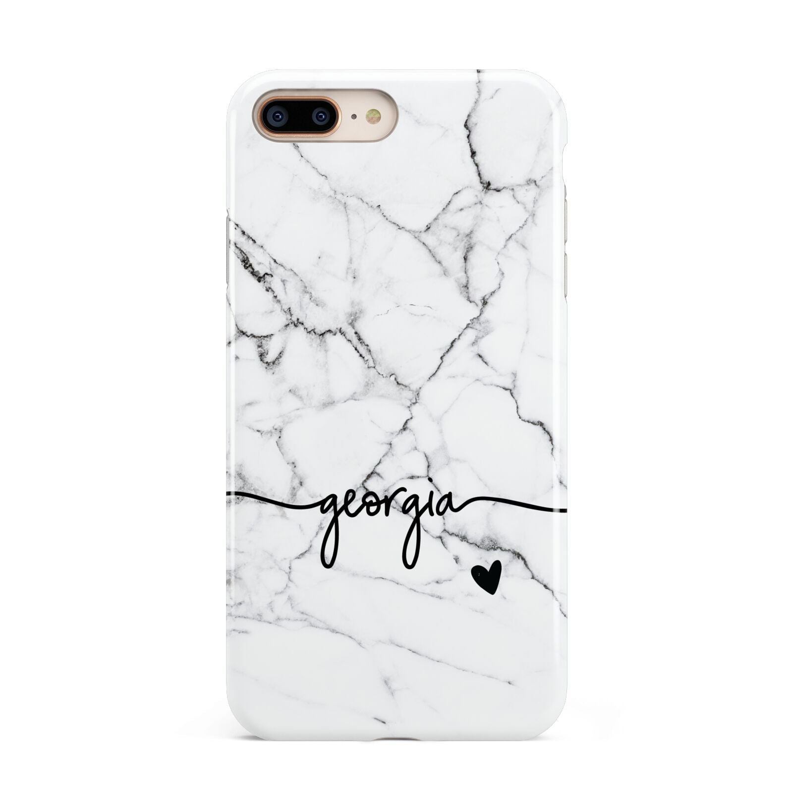 Personalised Black and White Marble with Handwriting Text Apple iPhone 7 8 Plus 3D Tough Case