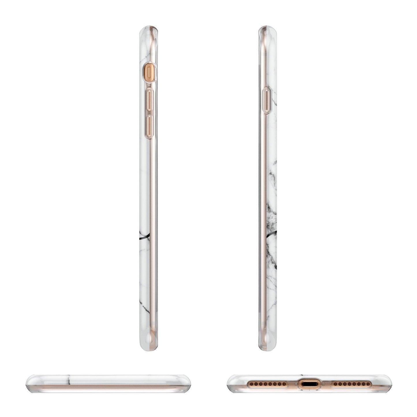 Personalised Black and White Marble with Handwriting Text Apple iPhone 7 8 Plus 3D Wrap Tough Case Alternative Image Angles