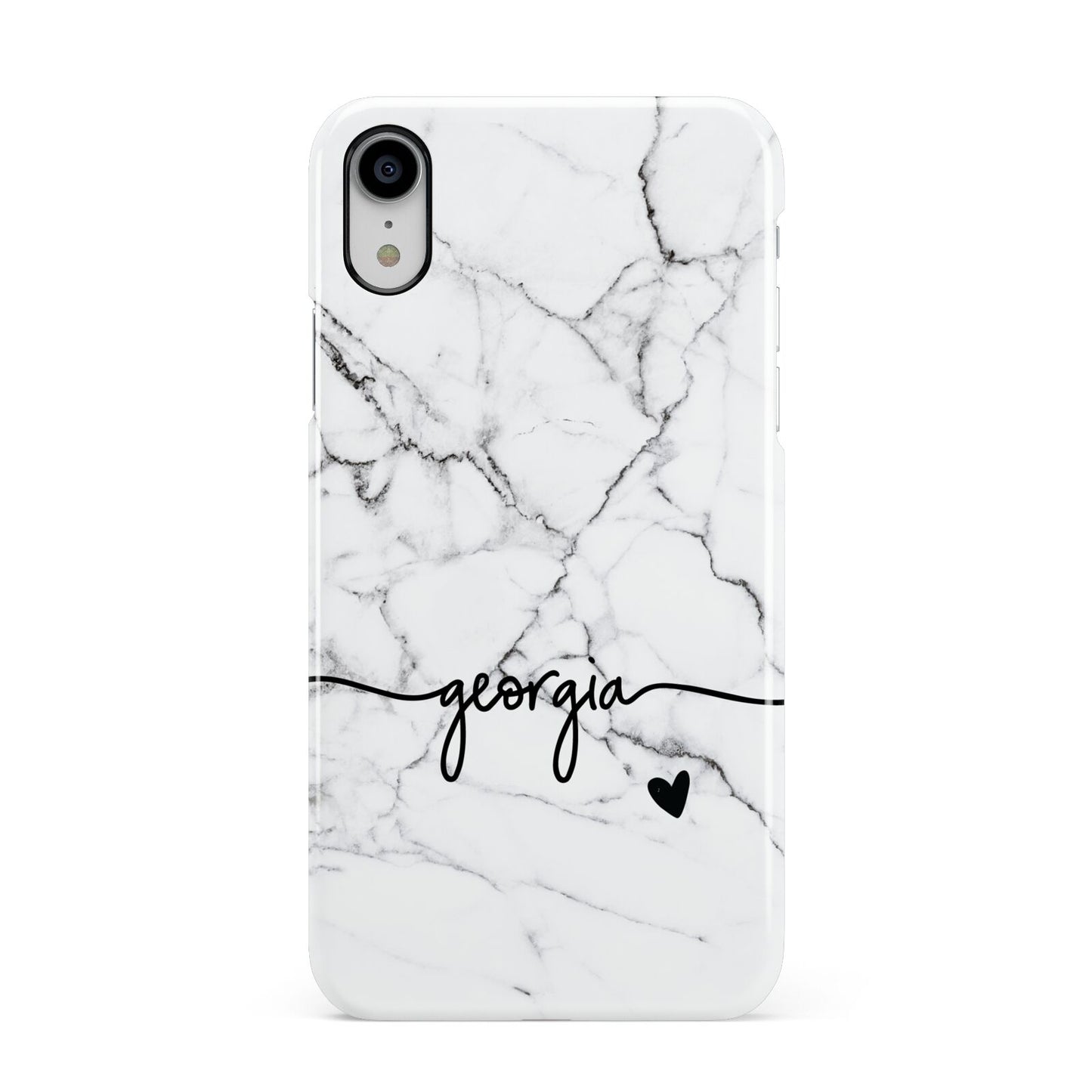 Personalised Black and White Marble with Handwriting Text Apple iPhone XR White 3D Snap Case