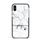 Personalised Black and White Marble with Handwriting Text Apple iPhone Xs Impact Case Black Edge on Silver Phone