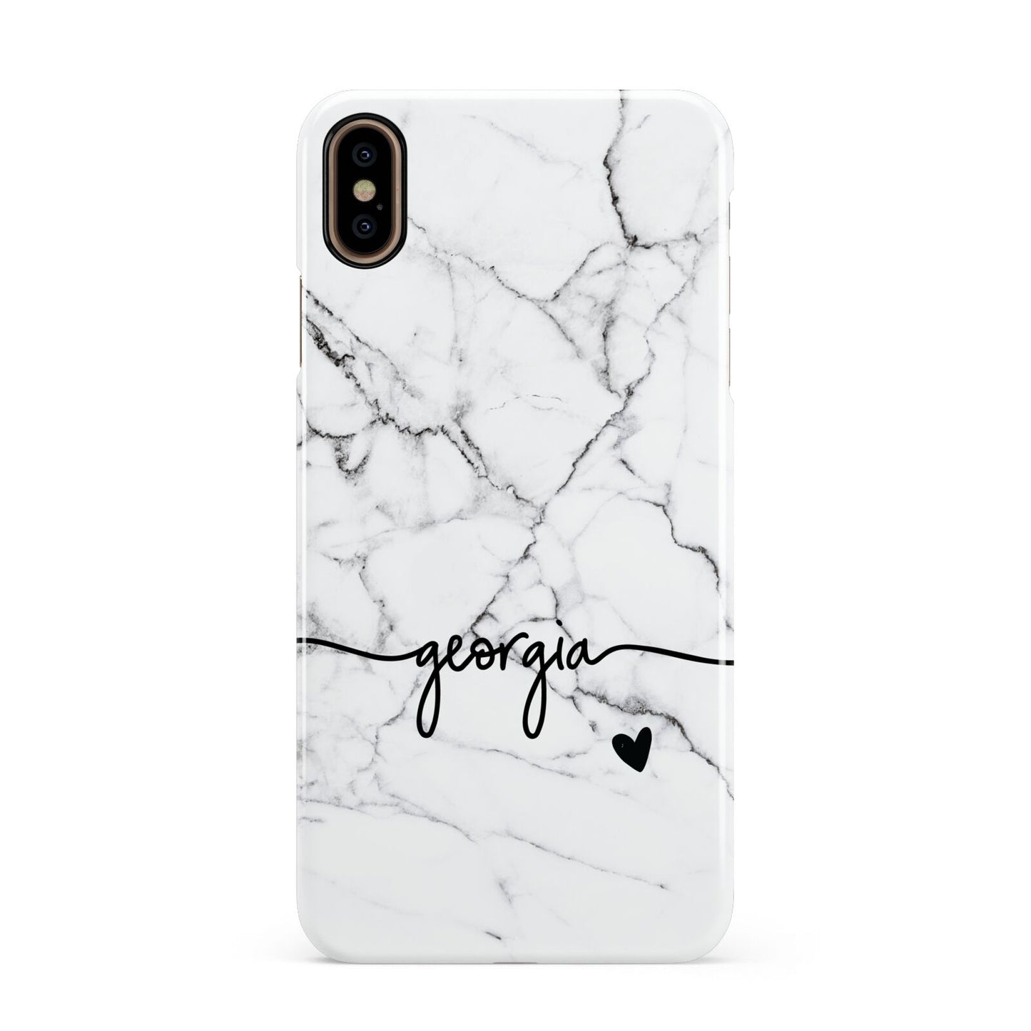 Personalised Black and White Marble with Handwriting Text Apple iPhone Xs Max 3D Snap Case