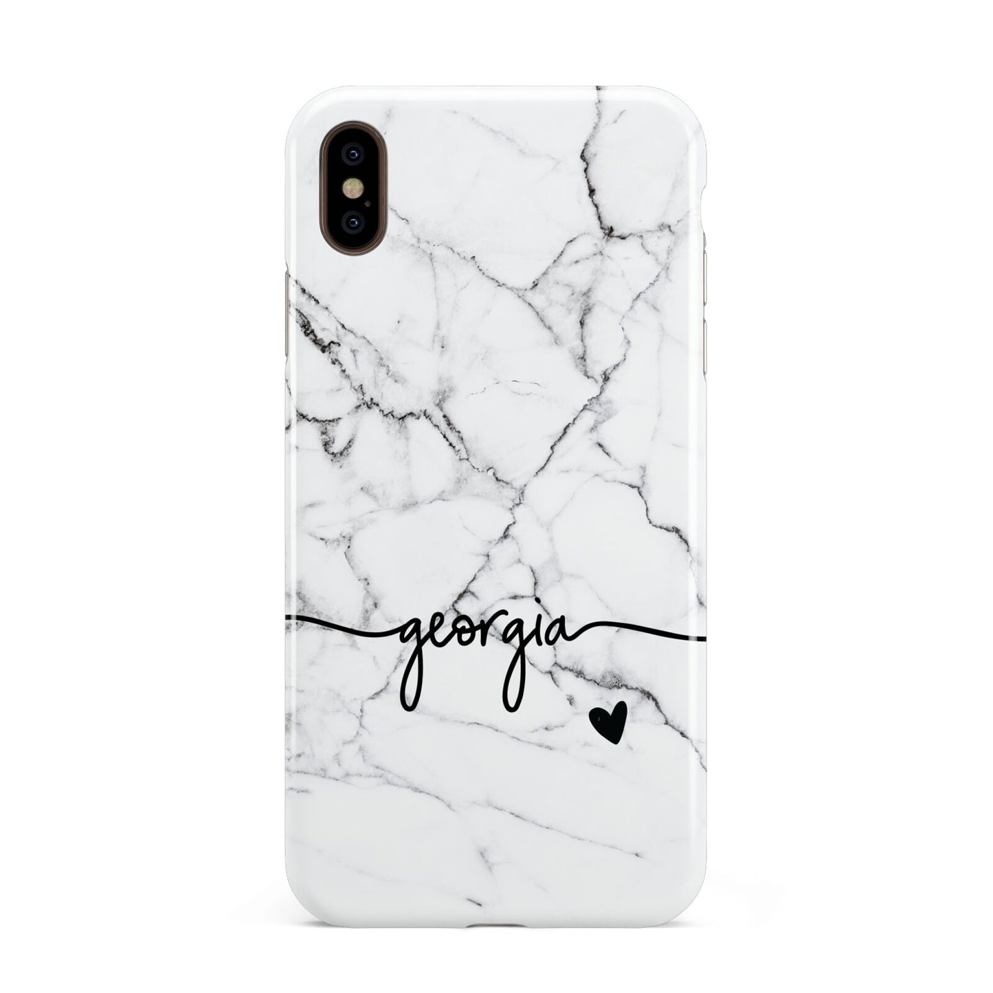 Personalised Black and White Marble with Handwriting Text Apple iPhone Xs Max 3D Tough Case