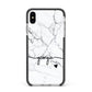 Personalised Black and White Marble with Handwriting Text Apple iPhone Xs Max Impact Case Black Edge on Silver Phone