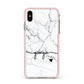Personalised Black and White Marble with Handwriting Text Apple iPhone Xs Max Impact Case Pink Edge on Gold Phone
