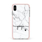 Personalised Black and White Marble with Handwriting Text Apple iPhone Xs Max Impact Case Pink Edge on Silver Phone