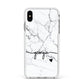 Personalised Black and White Marble with Handwriting Text Apple iPhone Xs Max Impact Case White Edge on Silver Phone