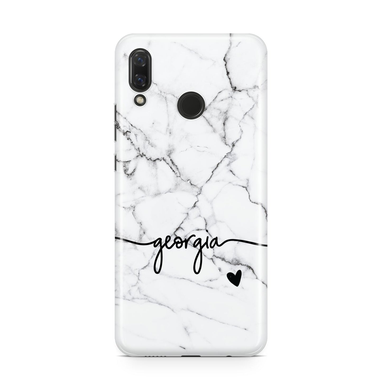 Personalised Black and White Marble with Handwriting Text Huawei Nova 3 Phone Case