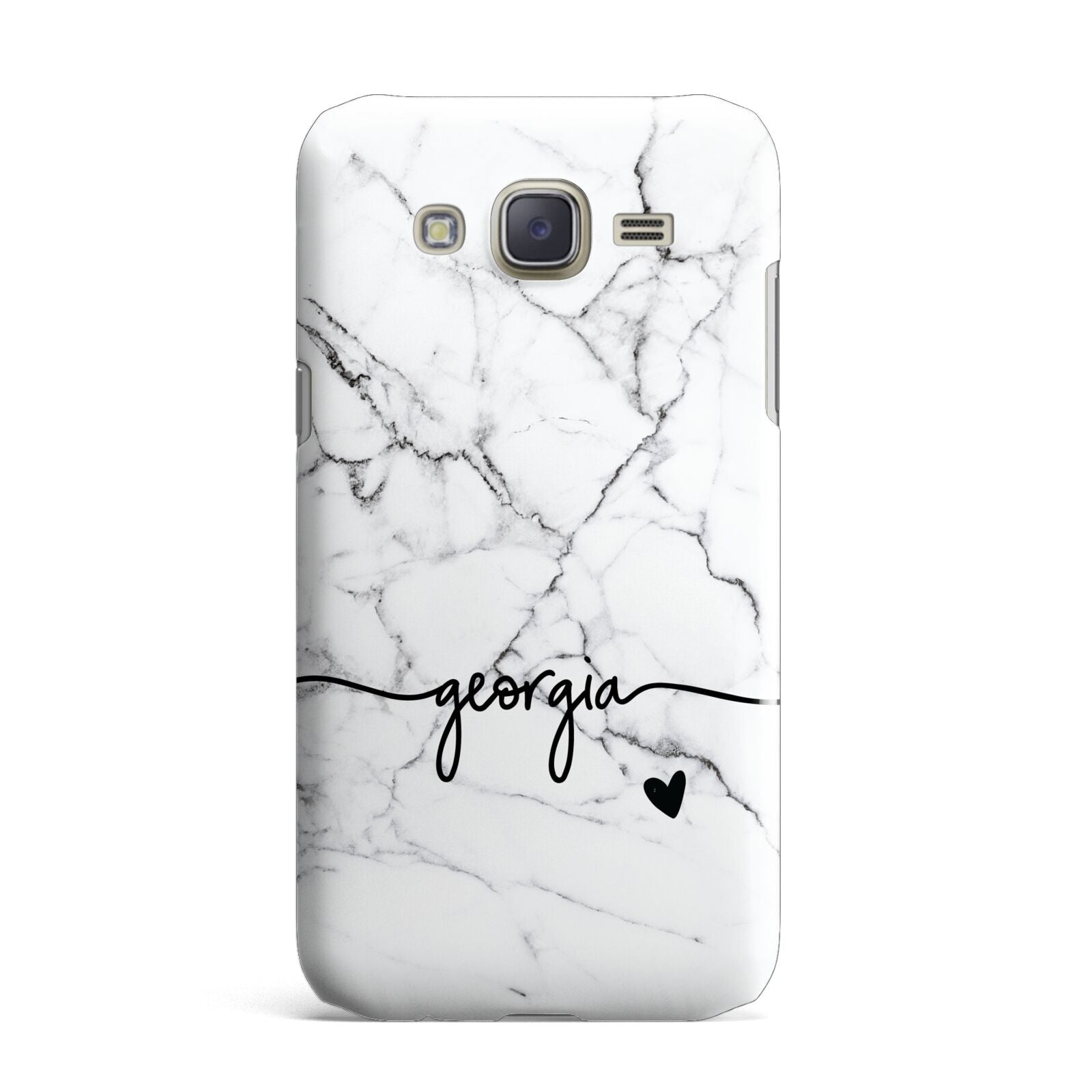 Personalised Black and White Marble with Handwriting Text Samsung Galaxy J7 Case
