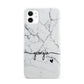Personalised Black and White Marble with Handwriting Text iPhone 11 3D Snap Case