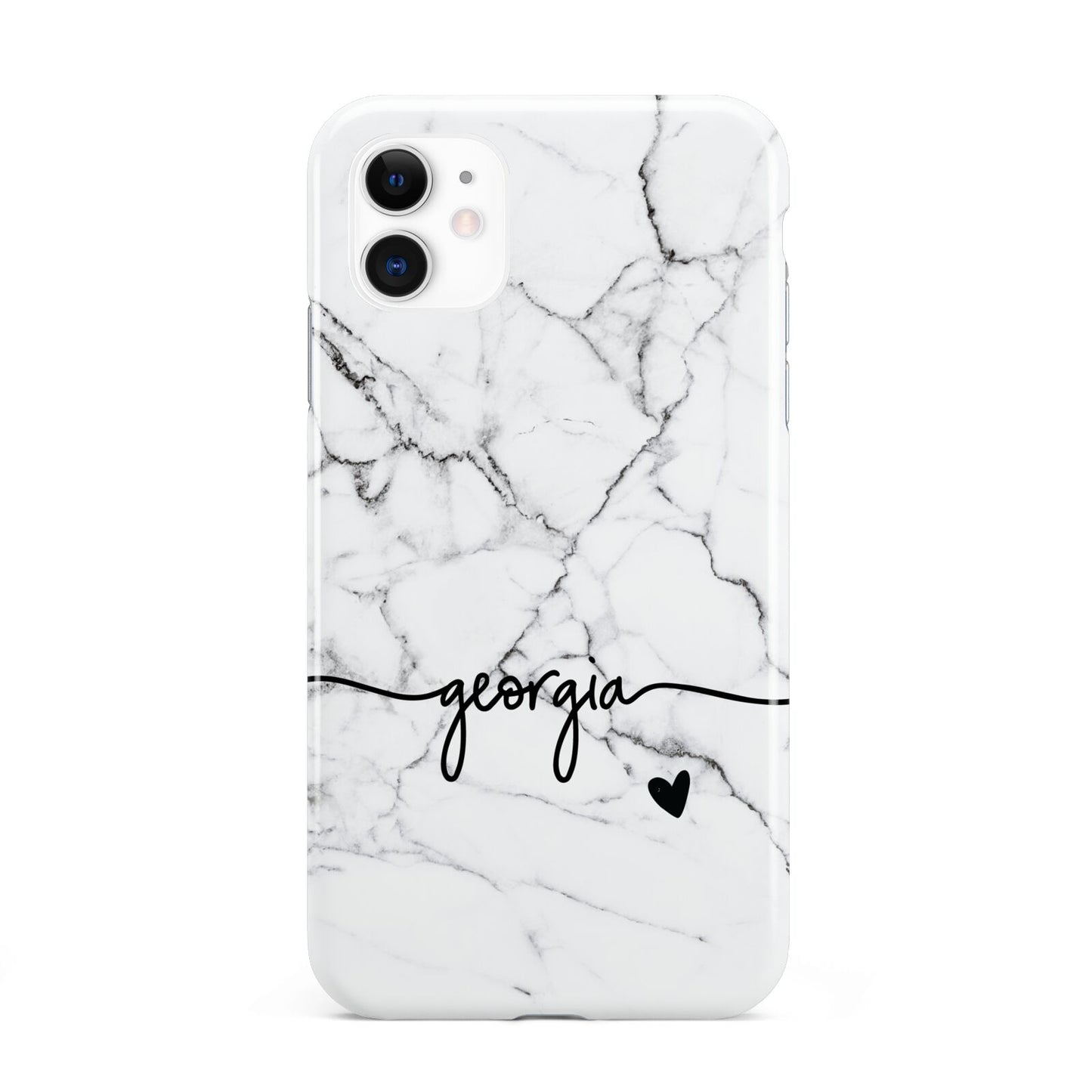 Personalised Black and White Marble with Handwriting Text iPhone 11 3D Tough Case