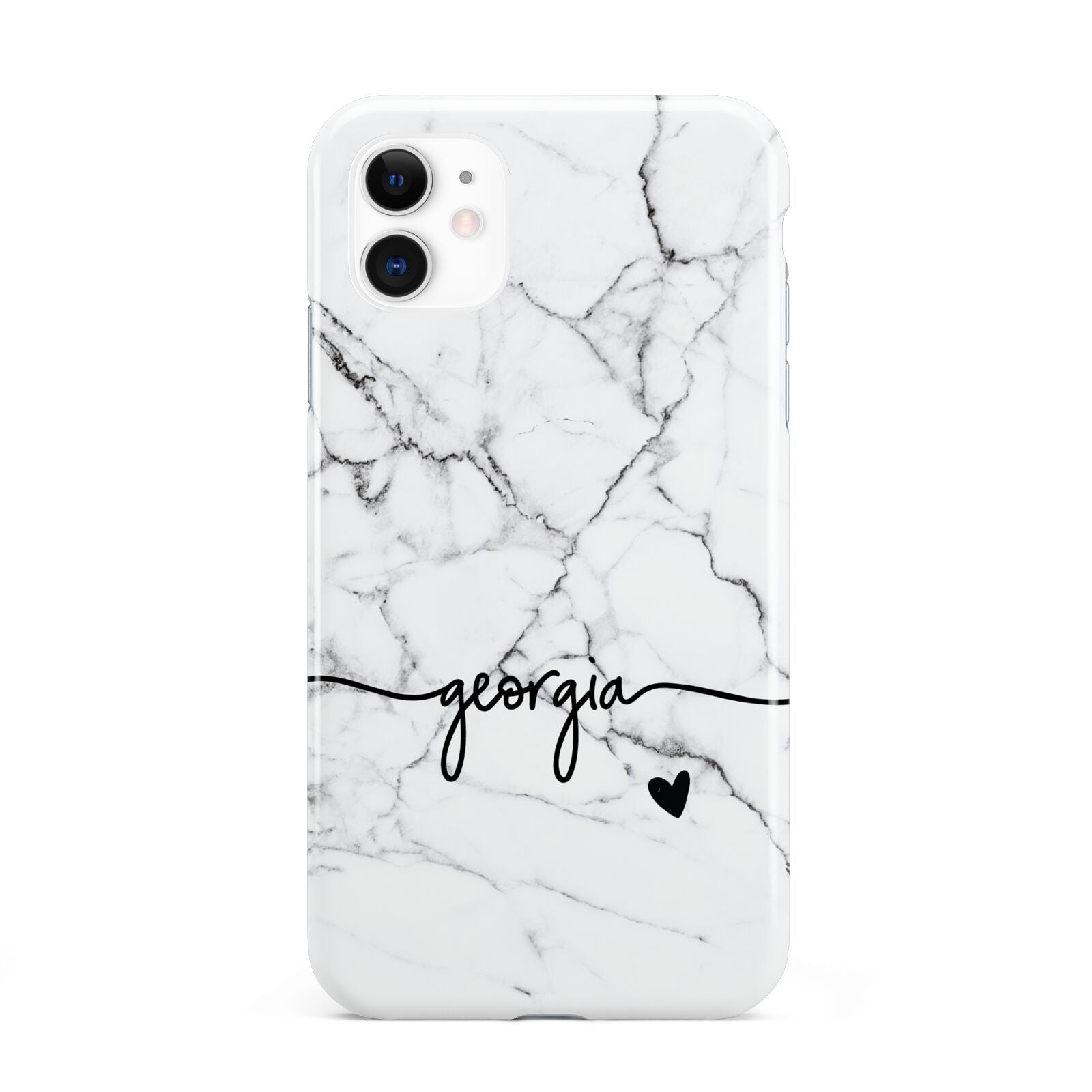 Personalised Black and White Marble with Handwriting Text iPhone 11 3D Tough Case