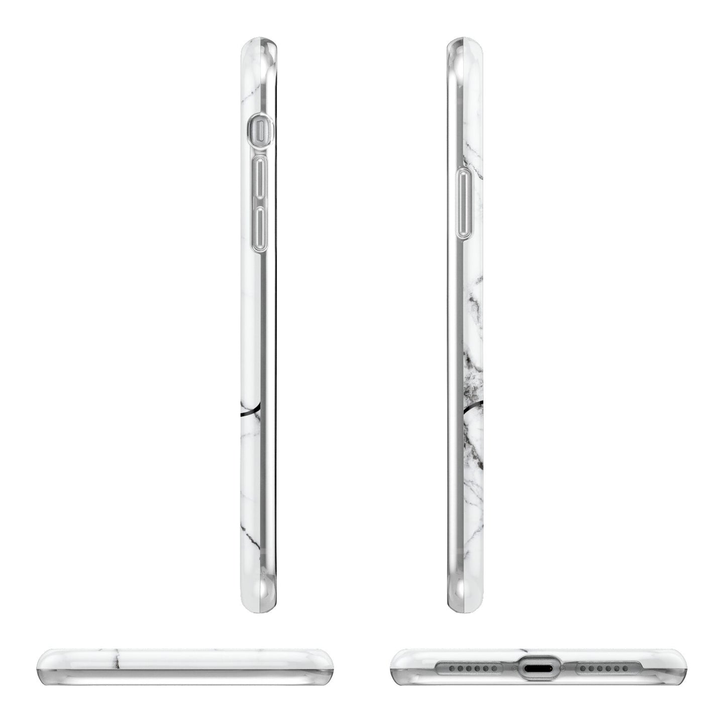 Personalised Black and White Marble with Handwriting Text iPhone 11 Pro 3D Tough Case Angle Images