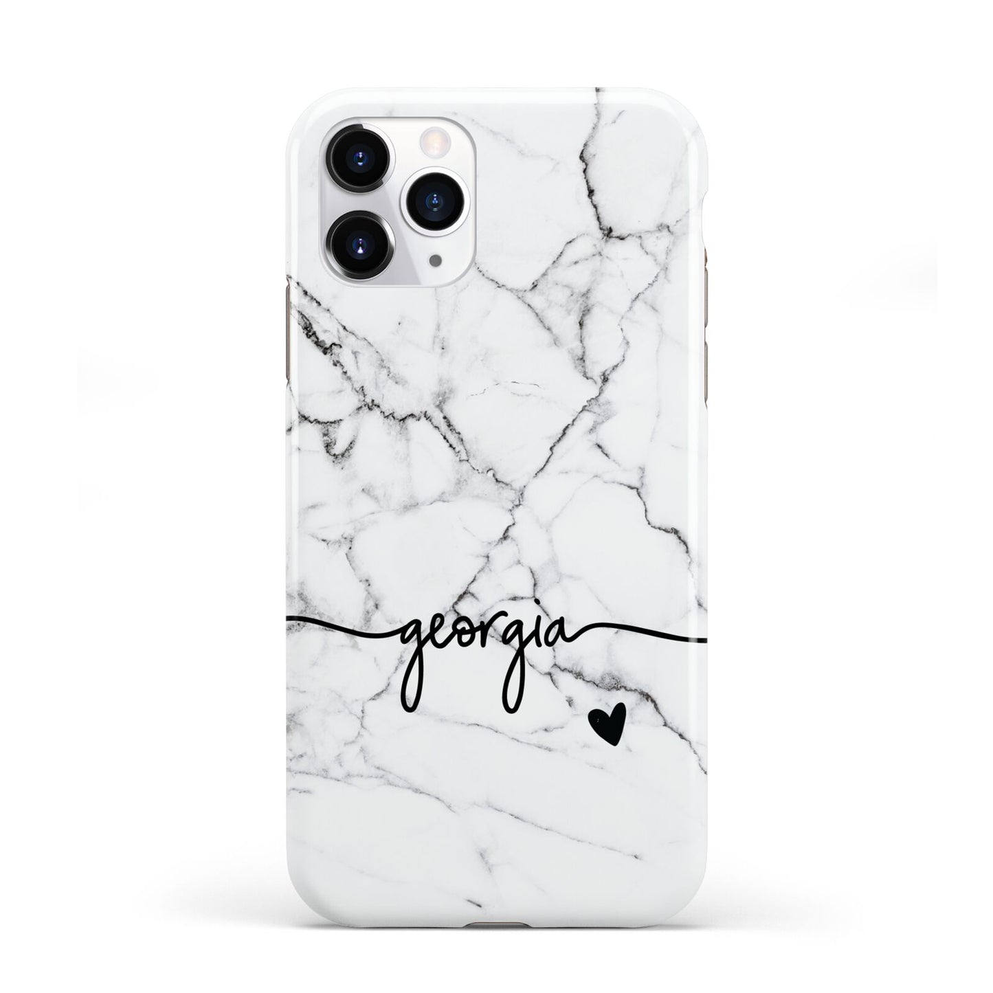 Personalised Black and White Marble with Handwriting Text iPhone 11 Pro 3D Tough Case