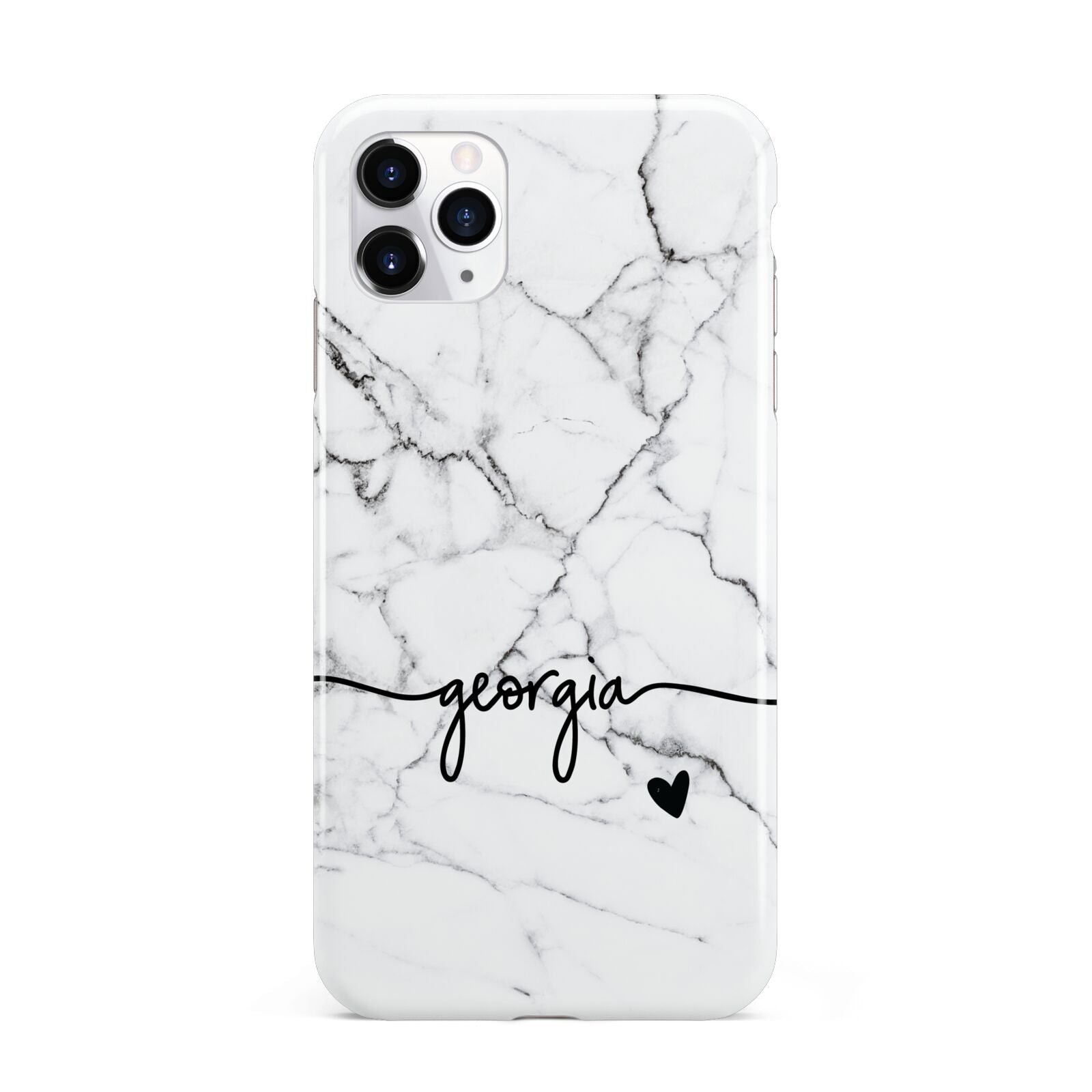 Personalised Black and White Marble with Handwriting Text iPhone 11 Pro Max 3D Tough Case