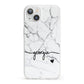 Personalised Black and White Marble with Handwriting Text iPhone 13 Clear Bumper Case