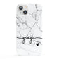 Personalised Black and White Marble with Handwriting Text iPhone 13 Full Wrap 3D Snap Case