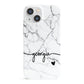 Personalised Black and White Marble with Handwriting Text iPhone 13 Mini Full Wrap 3D Snap Case