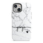 Personalised Black and White Marble with Handwriting Text iPhone 13 Mini Full Wrap 3D Tough Case