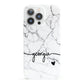 Personalised Black and White Marble with Handwriting Text iPhone 13 Pro Full Wrap 3D Snap Case