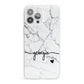 Personalised Black and White Marble with Handwriting Text iPhone 13 Pro Max Clear Bumper Case