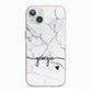 Personalised Black and White Marble with Handwriting Text iPhone 13 TPU Impact Case with Pink Edges