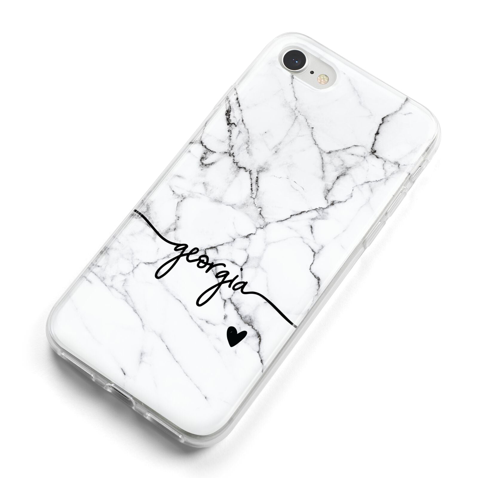 Personalised Black and White Marble with Handwriting Text iPhone 8 Bumper Case on Silver iPhone Alternative Image