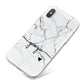 Personalised Black and White Marble with Handwriting Text iPhone X Bumper Case on Silver iPhone