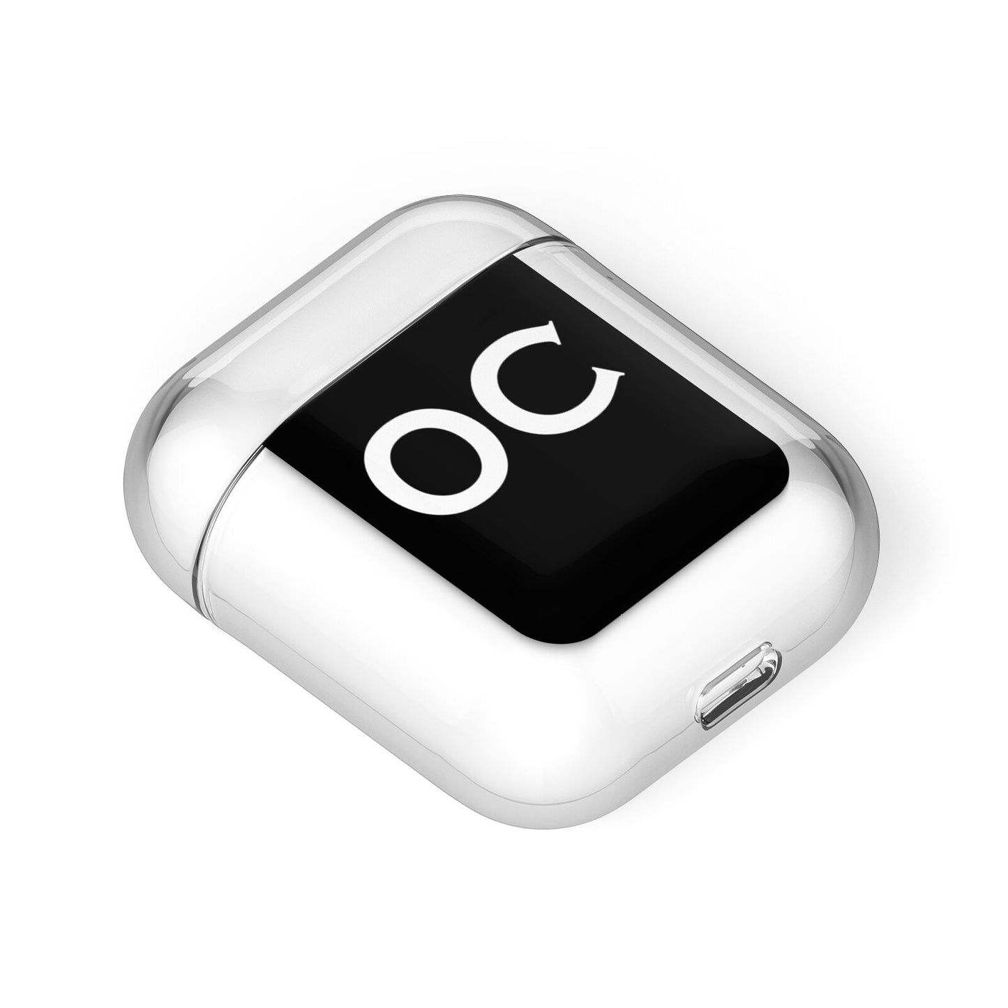 Personalised Black with Initials AirPods Case Laid Flat