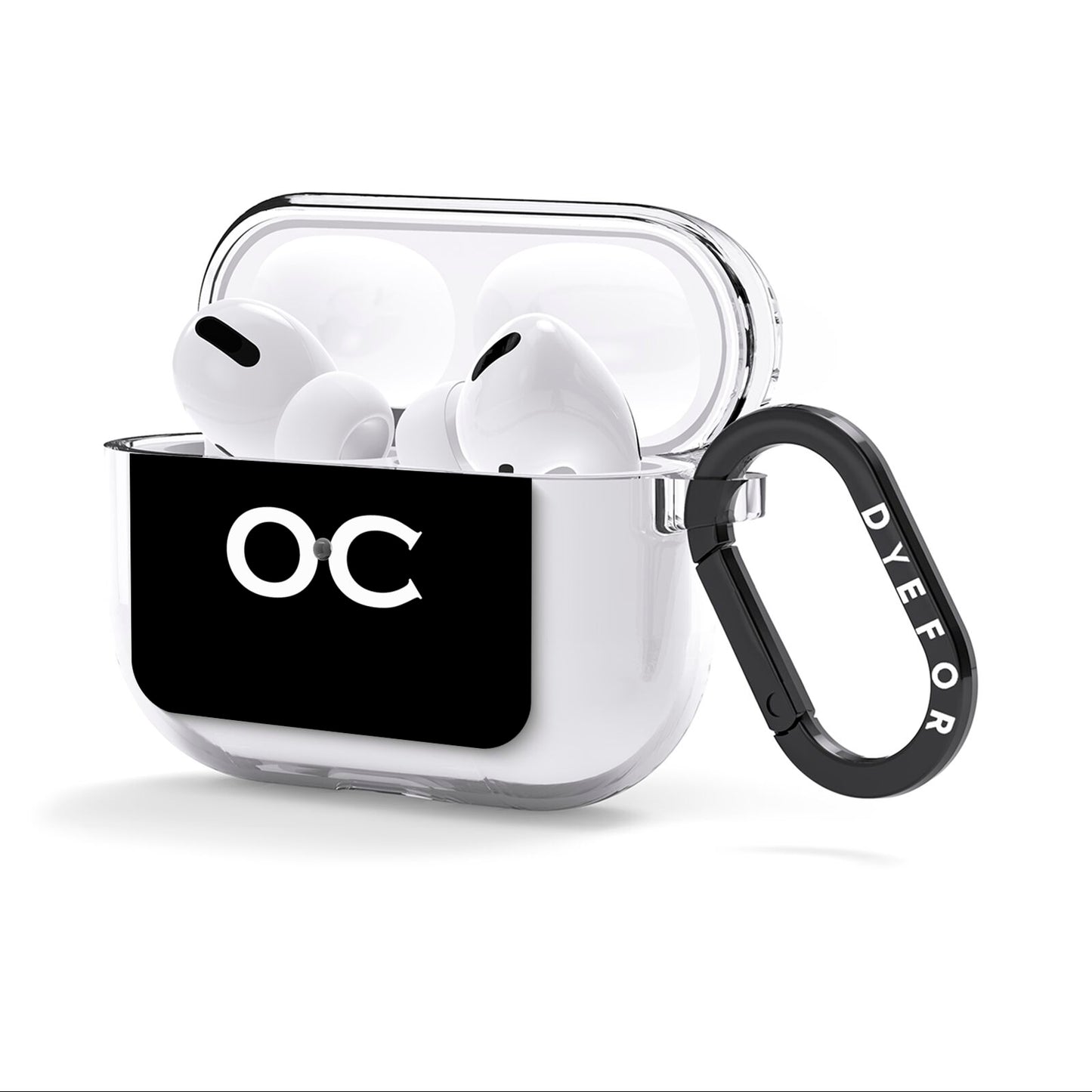 Personalised Black with Initials AirPods Clear Case 3rd Gen Side Image