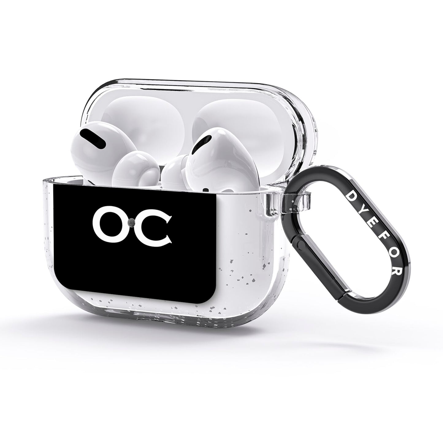Personalised Black with Initials AirPods Glitter Case 3rd Gen Side Image