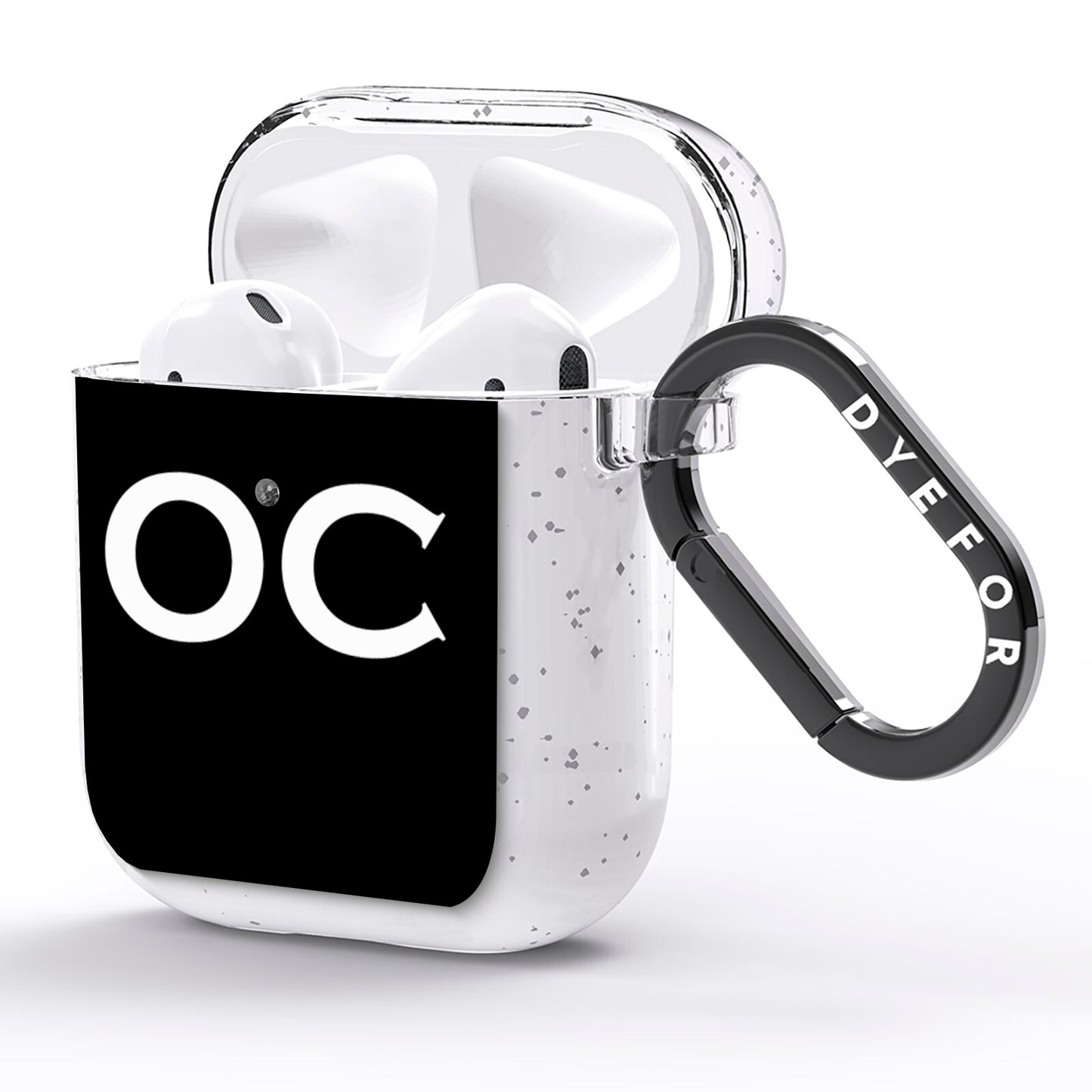 Personalised Black with Initials AirPods Glitter Case Side Image
