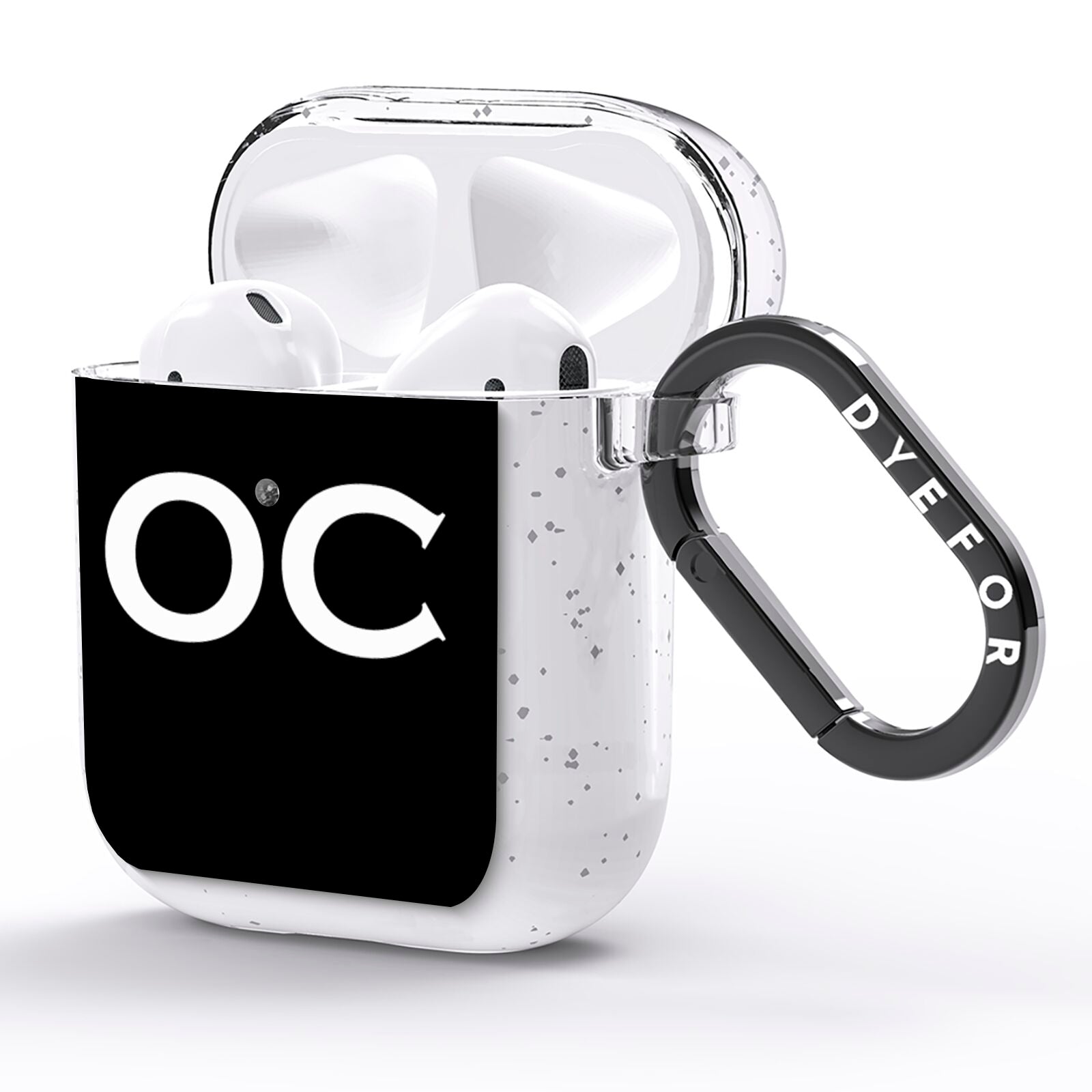 Personalised Black with Initials AirPods Glitter Case Side Image
