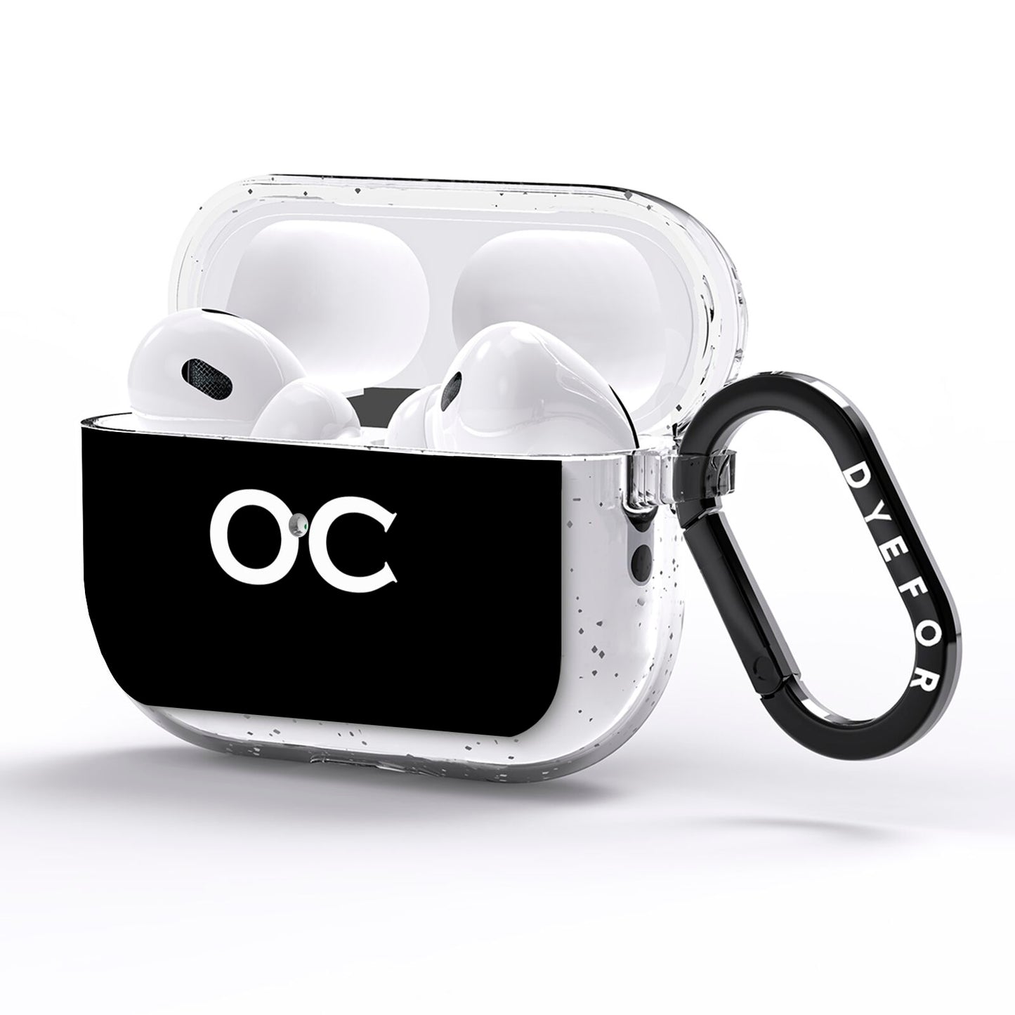 Personalised Black with Initials AirPods Pro Glitter Case Side Image