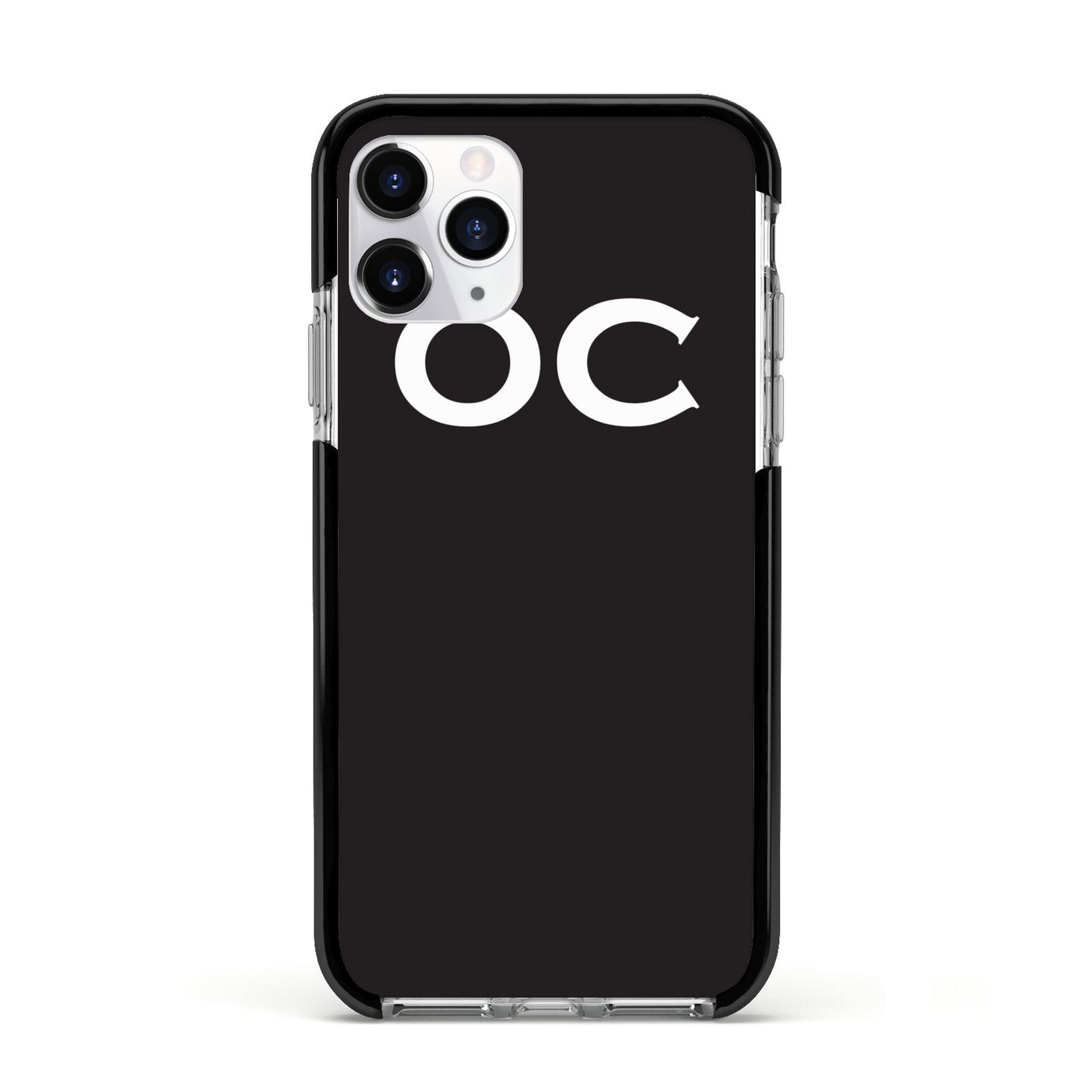 Personalised Black with Initials Apple iPhone 11 Pro in Silver with Black Impact Case