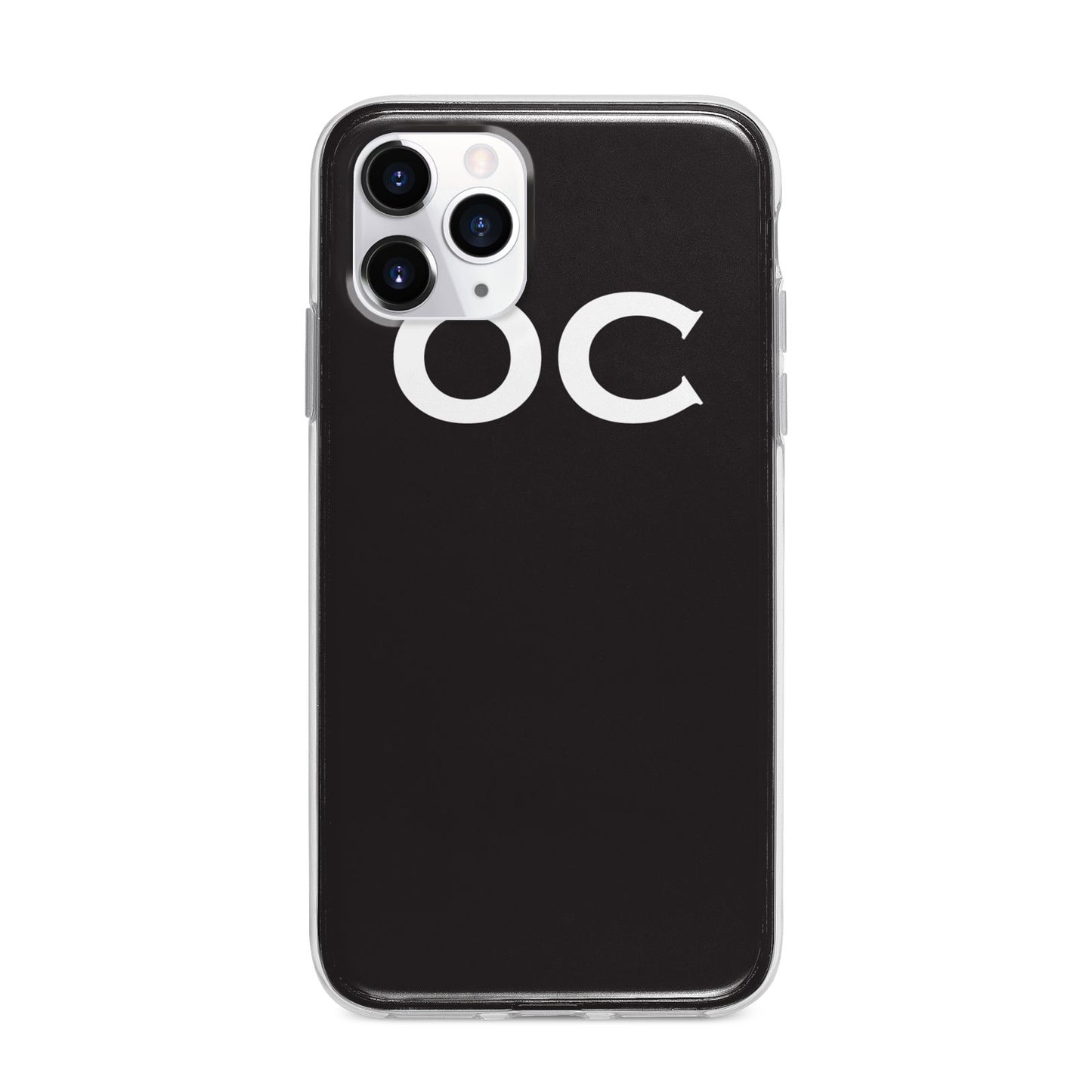 Personalised Black with Initials Apple iPhone 11 Pro in Silver with Bumper Case