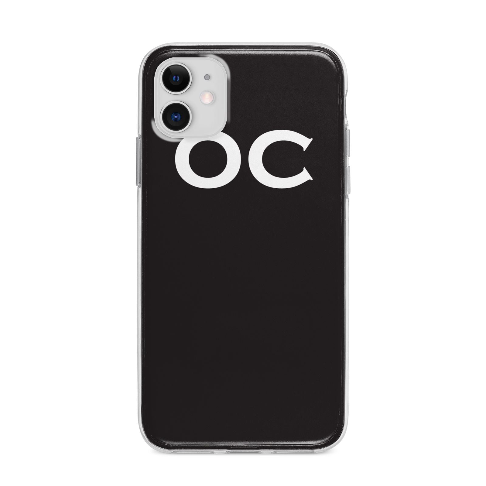 Personalised Black with Initials Apple iPhone 11 in White with Bumper Case