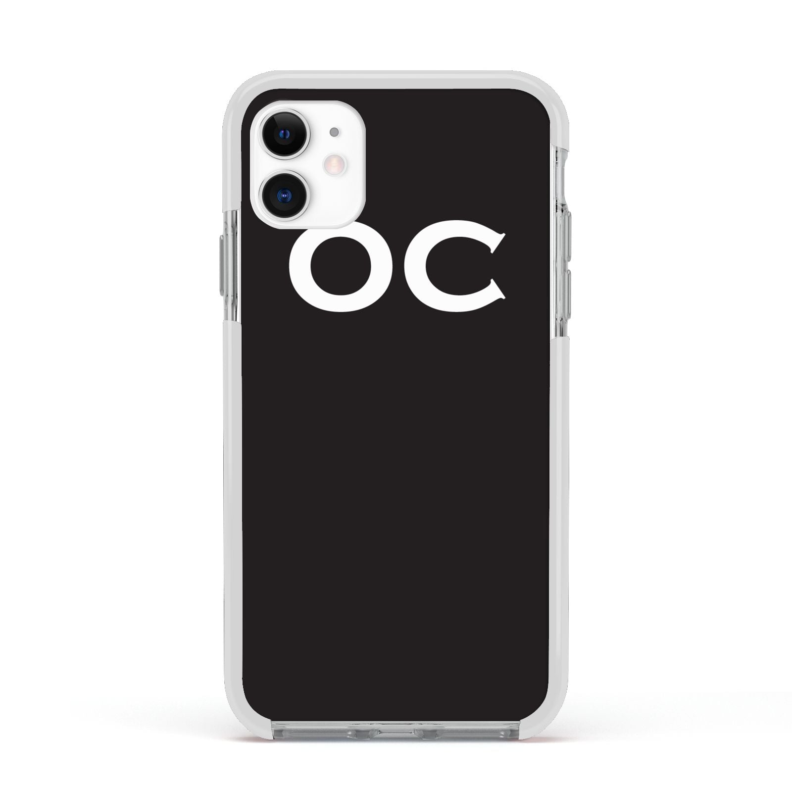 Personalised Black with Initials Apple iPhone 11 in White with White Impact Case