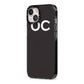 Personalised Black with Initials iPhone 13 Black Impact Case Side Angle on Silver phone