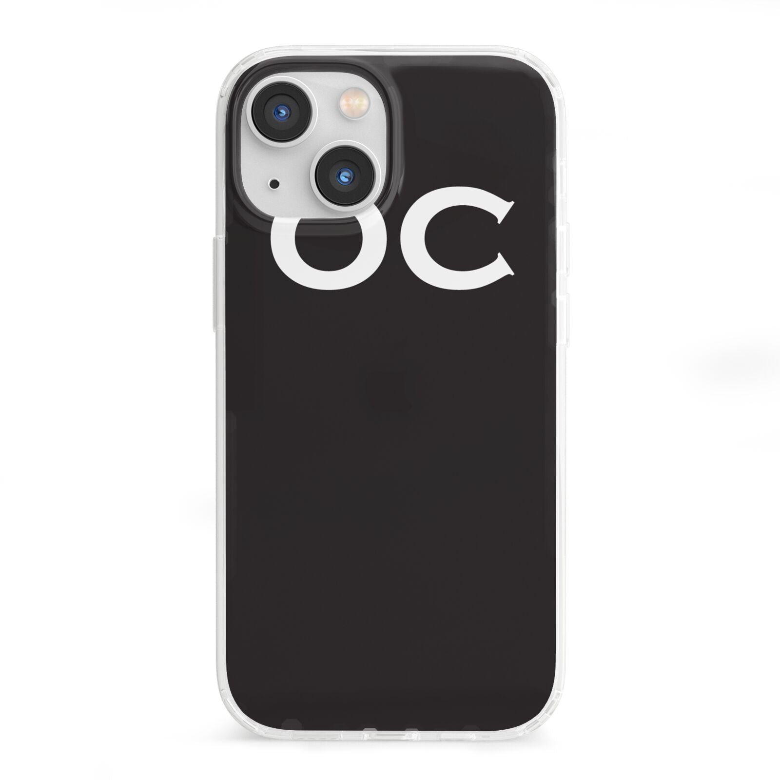Personalised Black with Initials iPhone 13 Mini Clear Bumper Case