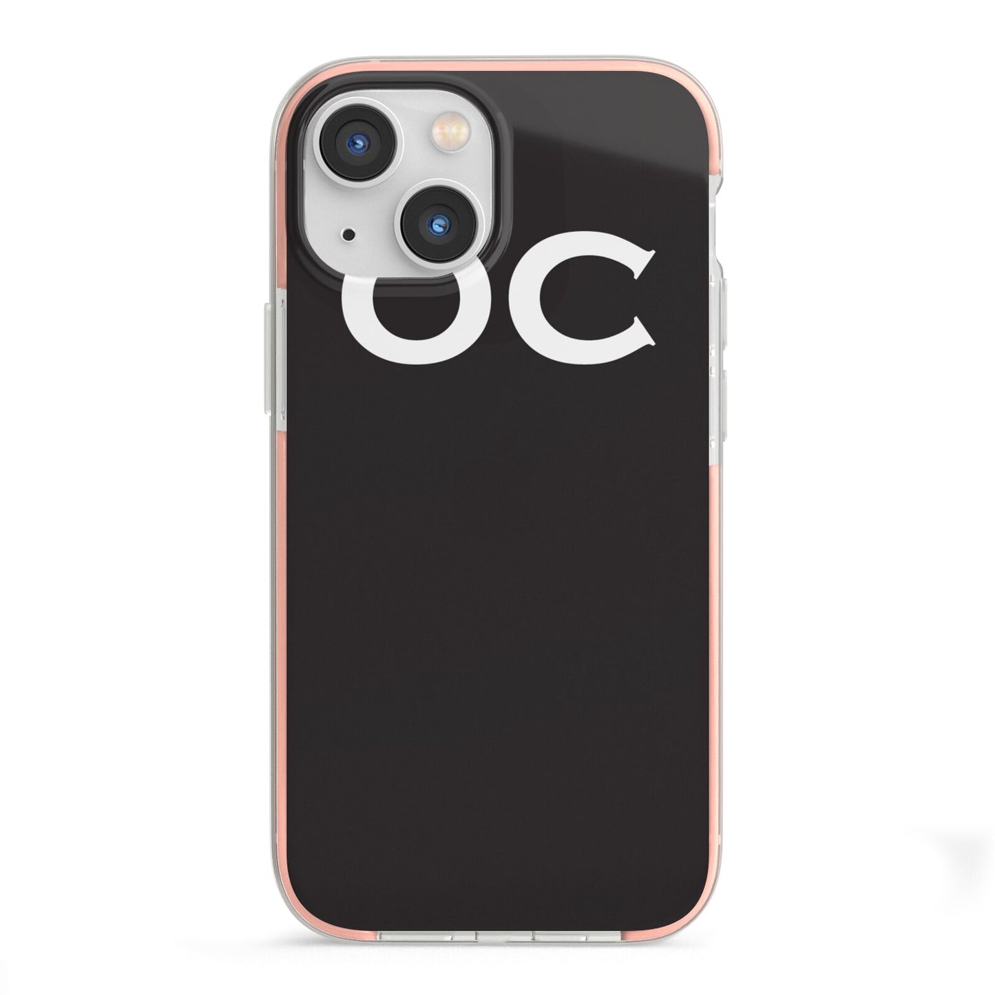 Personalised Black with Initials iPhone 13 Mini TPU Impact Case with Pink Edges